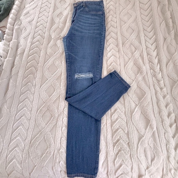 Blue Skinny Jeans with Distressed Knees - Picture 2 of 4